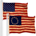Load image into Gallery viewer, G128 Combo Pack: American USA TeaStained Flag 3x5 Ft & Betsy Ross TeaStained Flag 3x5 Ft Both LiteWeave Pro Series Printed 300D Polyester, Brass Grommets