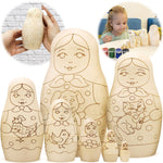 Load image into Gallery viewer, Blank Russian Nesting Dolls to Paint Set 7 pcs Wooden Crafts to Paint Your Own