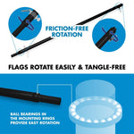 Load image into Gallery viewer, 6 Feet Tangle Free Spinning Flagpole (Black) All Black USA American Flag Brass Grommets Embroidered 3x5 ft (Flag Included) Aluminum Flag Pole