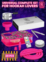 Load image into Gallery viewer, Pink Portable Hookah Set With Everything And Case with Tattoo Pattern