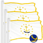 Load image into Gallery viewer, G128 3 Pack: Rhode Island RI State Flag 2x3 Ft ToughWeave Series Embroidered 300D Polyester Embroidered Design, Indoor/Outdoor, Brass Grommets
