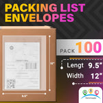 Load image into Gallery viewer, List Envelopes 9.5 x 12 Inch 100 Pack 2 Mil Polyethylene Clear Self Adhesive Shipping Label Sleeves Plastic Shipping Label Pouches for Invoice and Efficient Order Management