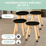 Load image into Gallery viewer, Wooden Step Stool for Kids and Toddlers Set of 4 Black Extendable Legs Kids Chair Sensory Table Stool Children's Round Sitting Stool with Leveling Feet and Anti Slip Pads