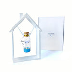 Load image into Gallery viewer, Tiny Magical Message in a Bottle Gift Idea Classy Inspirational Gifts for Him and Her Unique Presents for Women and Men (Blue Sand Adventure Awaits in Wooden Frame)