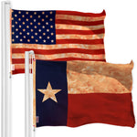 Load image into Gallery viewer, G128 Combo Pack: American USA TeaStained Flag 3x5 Ft & Texas TeaStained Flag 3x5 Ft Both LiteWeave Pro Series Printed 300D Polyester, Brass Grommets