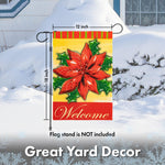 Load image into Gallery viewer, Christmas Garden Flag 12x18 Inch Welcome Quote with Red Poinsettia Flower