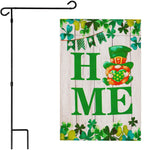 Load image into Gallery viewer, G128 Combo Pack: Garden Flag Stand Black 36 in x 16 in & Garden Flag Home St. Patrick's Day Decoration Gnome with Green Heart 12x18 DoubleSided Blockout Fabric
