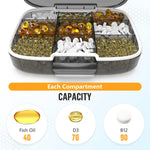 Load image into Gallery viewer, Extra Large Pill Organizer Medicine Case Black Pill Box Adjustable Compartment