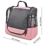 Load image into Gallery viewer, The Fine Living Co. USA Portable Hanging Shower Caddy Organizer with 1 Free Toiletries Case Quick Dry Mesh Shower Caddy Tote Bag Included 1 Metal Hook Perfect for Dorm Camp Travel Gym Pink