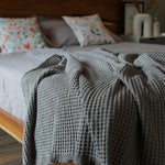 Load image into Gallery viewer, The Fine Living Co. 100% Cotton Waffle Weave Throw Blanket Lightweight Soft and Breathable Throw Blanket for All Season Skin Friendly Blanket for Couch Bed Sofa 50”x60” inches Mineral Gray