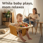 Load image into Gallery viewer, Wooden Tray for Canvas Baby Swing Hanging Chair Accessory Natural Wood Montessori Play Table for Babies & Toddlers Detachable Safety Design for Indoor Canvas Toddler Swing