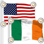 Load image into Gallery viewer, Combo Pack: American USA Flag 3x5 Ft & Ireland Irish Flag 3x5 Ft Both LiteWeave Pro Series Printed 150D Polyester, 4 Corner Brass Grommets, Perfect For Balcony/Wall