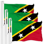 Load image into Gallery viewer, G128 3 Pack: Saint Kitts and Nevis Flag 3x5 Ft LiteWeave Pro Series Printed 150D Polyester Country Flag, Indoor/Outdoor, Vibrant Colors, Brass Grommets, Thicker and More Durable Than 100D 75D Polyester