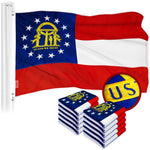 Load image into Gallery viewer, G128 10 Pack: Georgia GA State Flag 2x3 Ft ToughWeave Series Embroidered 300D Polyester Embroidered Design, Indoor/Outdoor, Brass Grommets