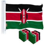 Load image into Gallery viewer, G128 10 Pack: Kenya (Kenyan) Flag 3x5 feet Printed 150D Indoor/Outdoor, Vibrant Colors, Brass Grommets, Quality Polyester, Much Thicker More Durable Than 100D 75D Polyester