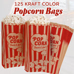 Load image into Gallery viewer, Popcorn Bags 1.5oz Bulk Pack of 125 Medium Brown & Red Individual Pop Corn Bags