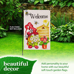 Load image into Gallery viewer, Garden Flag Welcome Gnome with Flowers 12x18 Blockout Fabric