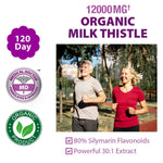 Load image into Gallery viewer, Liver Cleanse Detox & Repair Organic Milk Thistle 12000 Mg 120 Day Support Supplement 30X Seed Extract with Silymarin Pills MD Pure Herbal Kidney Lung Health Fast Active Aid Formula 120 Capsules