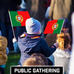 Load image into Gallery viewer, G128 50 Pack Handheld Portugal Portuguese Stick Flags 12x18 In Printed 150D Polyester, Country Flag, Solid Wooden Stick, Spear Gold Tip