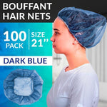 Load image into Gallery viewer, Disposable Hair Net for Men Women 21 Disposable Hair Net for Men Women 21 inch Pack of 100 Dark Blue Hair Covers for Nurses Polypropylene Bouffant Hair Nets with Stretch Band Disposable Hair Caps for Nurses and Chefs