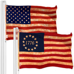 Load image into Gallery viewer, G128 Combo Pack: American USA TeaStained Flag 3x5 Ft & Betsy Ross 1776 TeaStained Flag 3x5 Ft Both LiteWeave Pro Series Printed 300D Polyester, Brass Grommets