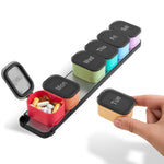 Load image into Gallery viewer, Pill Box 7 Day Weekly Pill Organizer with Magnetic Detachable Compartments 1 Time a Day for Vitamins Supplements Easy Open Lids Color Coded Daily Containers with Easy to Read Day Markings