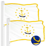 Load image into Gallery viewer, G128 2 Pack: Rhode Island RI State Flag 2.5x4 Ft ToughWeave Series Embroidered 300D Polyester Embroidered Design, Indoor/Outdoor, Brass Grommets