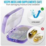 Load image into Gallery viewer, Pill Organizer Airtight Purple Pill Box Large Pill Dispenser for Home and Travel
