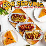 Load image into Gallery viewer, Hotdog Trays Disposable for Party and BBQ Durable Paper Hot Dog Trays Disposable for Food Serving Suitable for Hotdogs and Nachos Microwave Safe and Grease Resistant 50 Pcs Hot Dog Holders