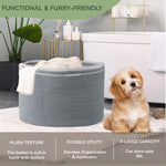 Load image into Gallery viewer, Eco living Recycled Cotton Rope Storage Basket 21.7 x 21.7 x 13.8 Inches Extra Large Basket for Cushions Blanket Pillows Toys Stylish and Eco Friendly Living Room Rope Basket Gray