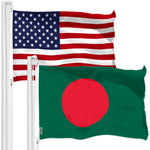 Load image into Gallery viewer, G128 Combo Pack: American USA Flag 3x5 Ft & Bangladesh Flag 3x5 Ft, Both Printed 150D Polyester, Indoor/Outdoor, Brass Grommets