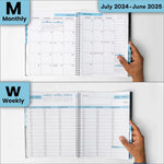 Load image into Gallery viewer, 2024 2025 Appointment Book Planner 8.5 x 11 inch Large Tabbed Dark Blue Planner