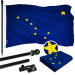 Load image into Gallery viewer, Combo Pack 5 Ft Tangle Free Aluminum Spinning Flagpole Black Alaska AK State