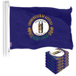 Load image into Gallery viewer, G128 5 Pack: Kentucky KY State Flag 3x5 Ft LiteWeave Pro Series Printed 150D Polyester Indoor/Outdoor, Vibrant Colors, Brass Grommets, Thicker and More Durable Than 100D 75D Polyester