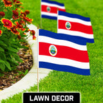 Load image into Gallery viewer, G128 50 Pack Handheld Costa Rica Costa Rican Stick Flags 12x18 In Printed 150D Polyester, Country Flag, Solid Wooden Stick, Spear Gold Tip