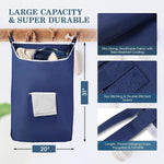 Load image into Gallery viewer, Fine Living Co. Large Hanging Laundry Hamper with Over Door Hooks & Adhesive Durable Space Saving Laundry Bag with Zipper and Wide Open Top Hanging Dorm Laundry Hamper (Navy Blue XL)