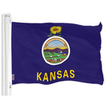 Load image into Gallery viewer, G128 Kansas KS State Flag 3x5 Ft LiteWeave Pro Series Printed 150D Polyester Indoor/Outdoor, Vibrant Colors, Brass Grommets, Thicker and More Durable Than 100D 75D Polyester