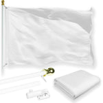 Load image into Gallery viewer, Combo Pack: 6 Feet Tangle Free Spinning Flagpole (White) Solid White Flag 3x5 ft Printed 150D Brass Grommets (Flag Included) Aluminum Flag Pole