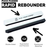 Load image into Gallery viewer, Rapid Rebounder 24 inch Double Sided Hockey Passer Puck Rebounder Passing & Shooting Trainer for One Timers Hockey Training Equipment Easy Setup Screws & Stickers Included White