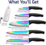 Load image into Gallery viewer, Kitchen Knife Set Professional Titanium Coated Stainless Steel Blades Dishwasher Safe Safety Sheaths 5 Knives