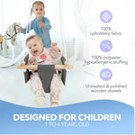 Load image into Gallery viewer, Canvas Baby Swing Seat with Safety Belt Durable Wooden Swing Chair for Kids Indoor & Outdoor Use Mounting Hardware Included Gray White