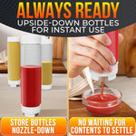 Load image into Gallery viewer, Set of 3 Condiment Squeeze Bottles for Sauces 16 oz Easy to Fill Clear Bottles with Self Closing Valve Ready to Dispense for Dressings Ketchup Mustard & More Durable Reusable Mess Free Design