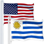 Load image into Gallery viewer, G128 Combo Pack: USA American Flag 3x5 Ft 150D Printed Stars & Uruguay (Uruguayan) Flag 3x5 Ft 150D Printed
