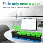Load image into Gallery viewer, Extra Large Weekly Pill Organizer 2 Times a Day Green Blue XL Pill Case Am Pm