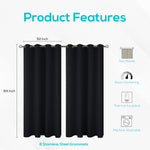 Load image into Gallery viewer, Blackout Curtains for Bedroom Pack of 2 Window Hanging Panels 52 x 84 inch Black