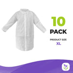 Load image into Gallery viewer, Disposable Lab Coat SMS 40 GSM White Lab Lacket with Loop Fastener XL Size