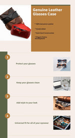 Load image into Gallery viewer, MyMesken Genuine Leather Eyeglasses & Sunglasses Case with Magnetic Snap Closure