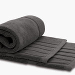 Load image into Gallery viewer, Luxury Bath Mat Floor Towel Set 2 Pack Cotton Hotel Spa Bathtub Mats Dark Gray