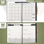 Load image into Gallery viewer, 2025 2026 HARDCOVER Leather Planner Weekly & Monthly 8.5x11 Inches Academic Planner Business Personal or Student Pen Holder Thick Paper July 2025 June 2026 (Olive Green)