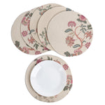 Load image into Gallery viewer, The Fine Living Co. Country Floral Printed Braided Cotton Placemats (Set of 6 13.5 Inches) Washable Anti Slip Heat Resistant Mats Boho Woven Round Table Mats for House Decor Kitchen and Dining